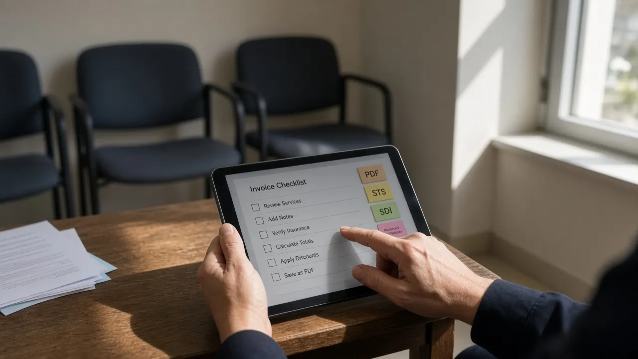 Tablet e post-it PDF STS SDI: checklist requisiti app fatture in studio