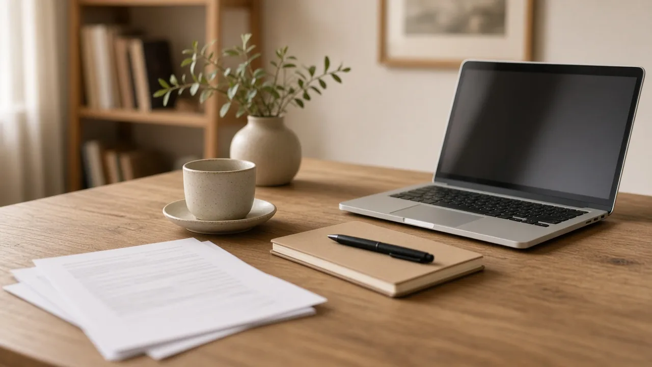 Scrivania con bozza di curriculum vitae per psicologo