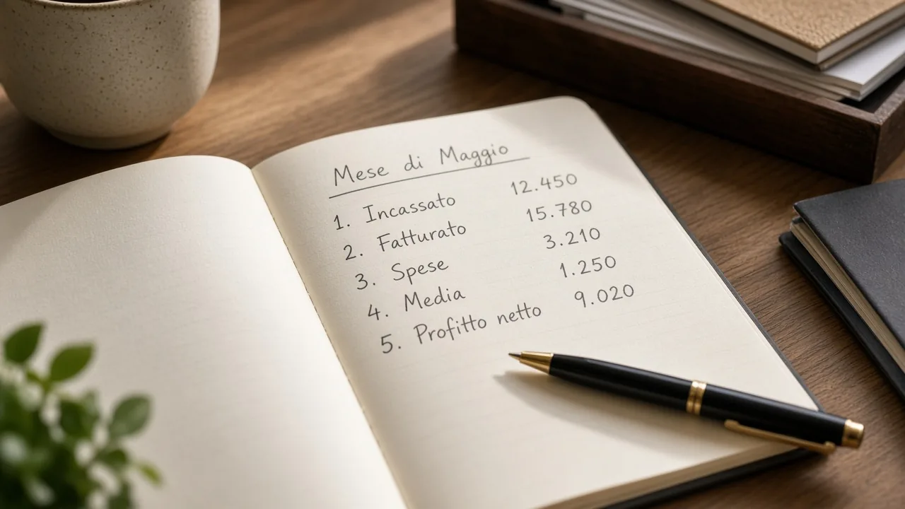 Taccuino con i numeri mensili da tenere d’occhio nello studio
