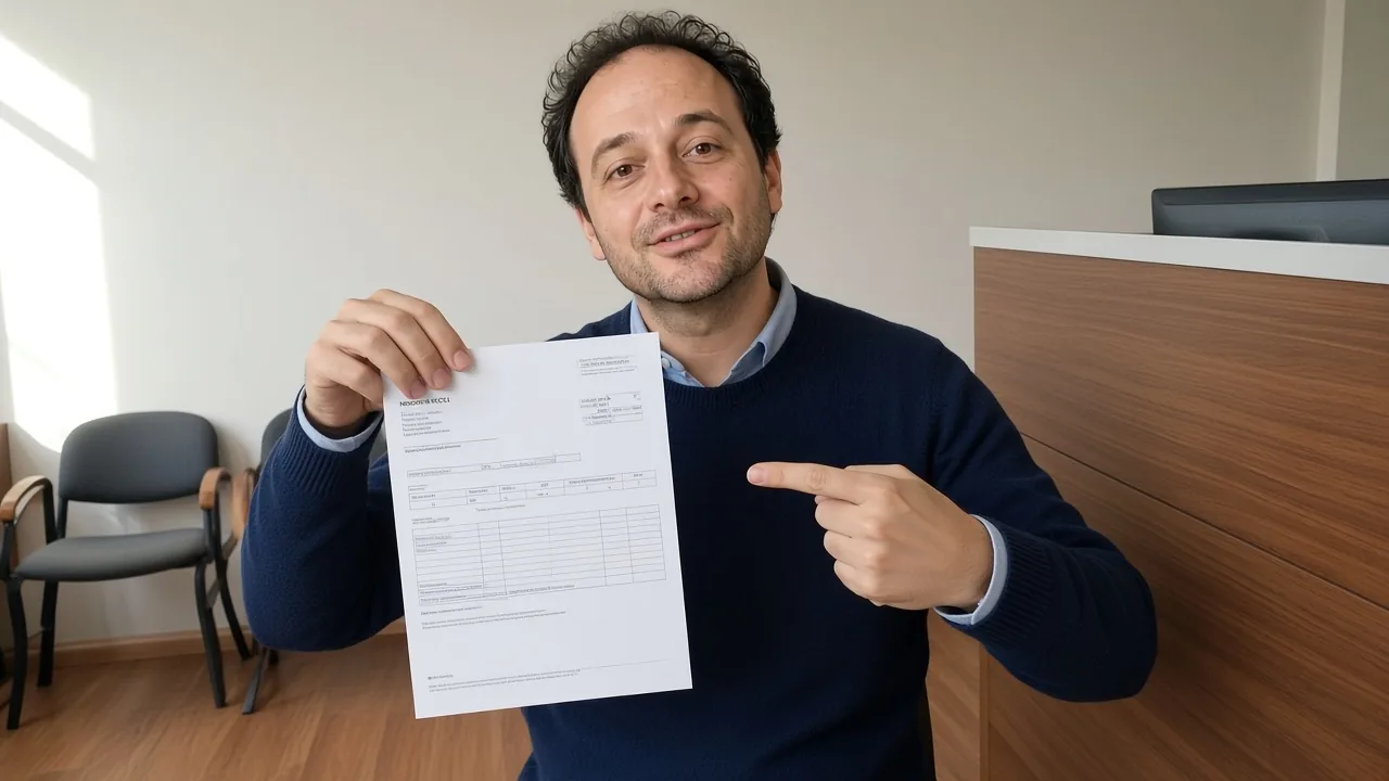 Fattura dello psicologo con marca da bollo e penna sulla scrivania