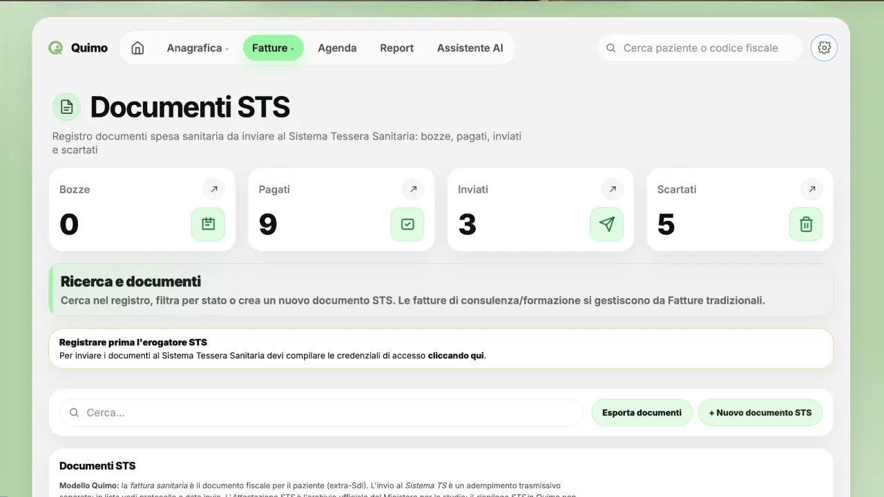 Quimo: preparazione invio spese sanitarie al Sistema TS